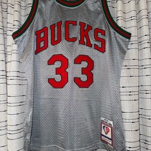 Mitchell & Ness Bucks Silver and Red Jersey